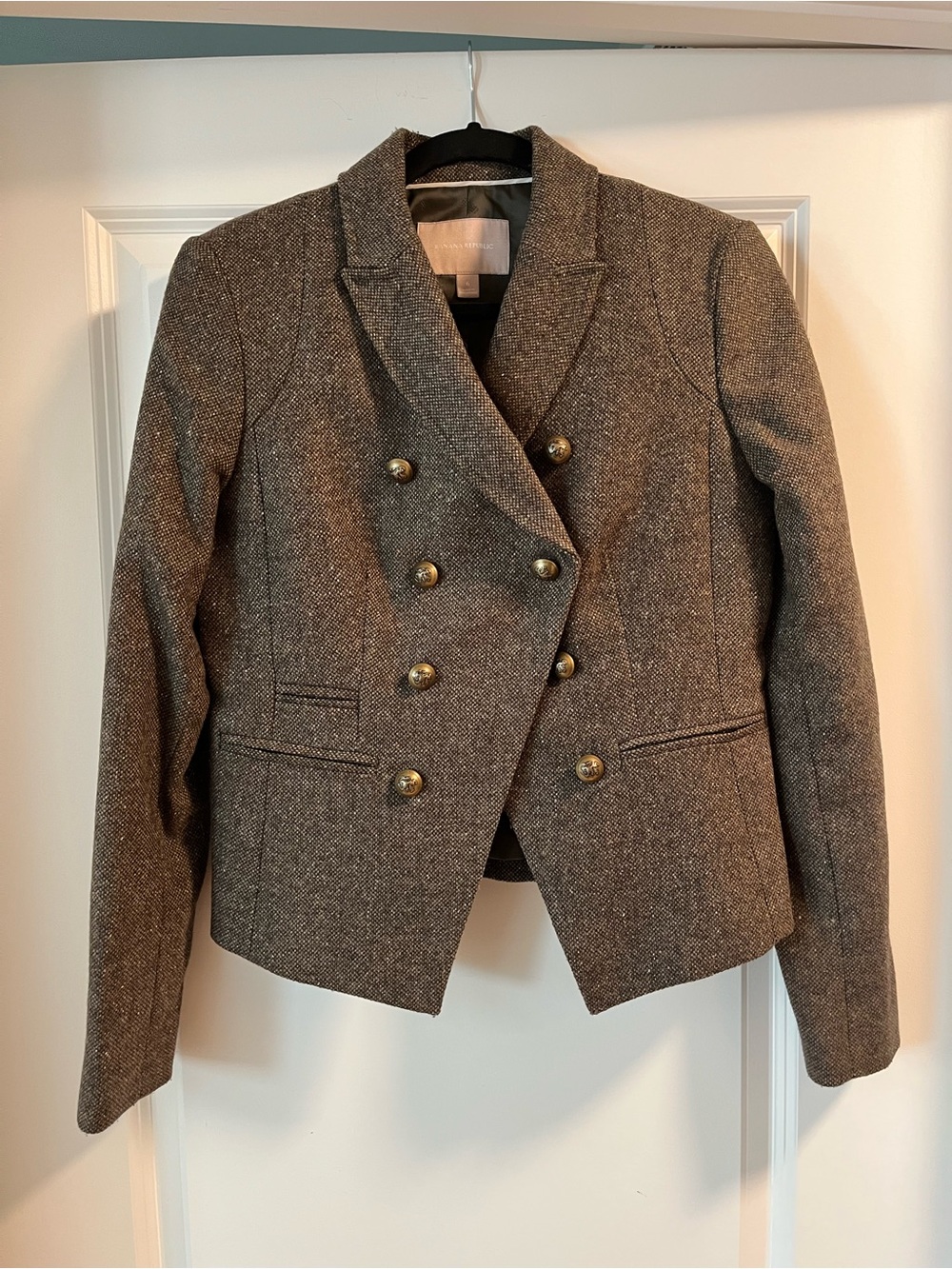 Double-Breasted Women's Tweed Blazer Jacket - Banana Republic